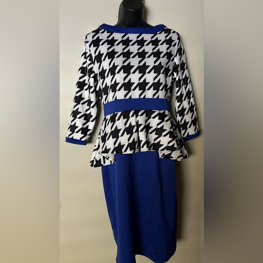 Black and Blue Peplum Dress